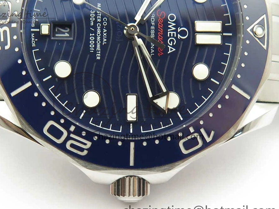 0424 ZeroBulk 2018 Seamaster Diver 300M OMF Best Edition Blue Ceramic Blue Dial on SS Bracelet A8800 (Black Balance Wheel) 7957